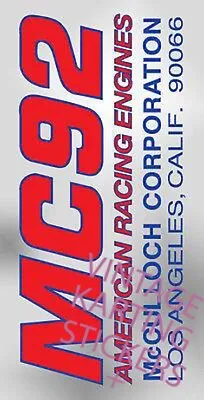 Vintage Go Kart McCulloch MC92 Sticker Decal New Reproduction On Chrome • $10.95