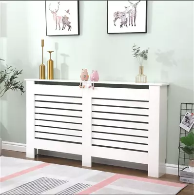 £68.91 • Buy 92cm Tall Slat Radiator Cover Painted MDF Lined Wood Grill Cabinet Shelf Storage