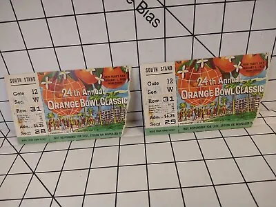 Lot TWO (2) Vintage 1958 Orange Bowl Ticket Stubs. Duke Blue Devil's/ Oklahoma  • $100