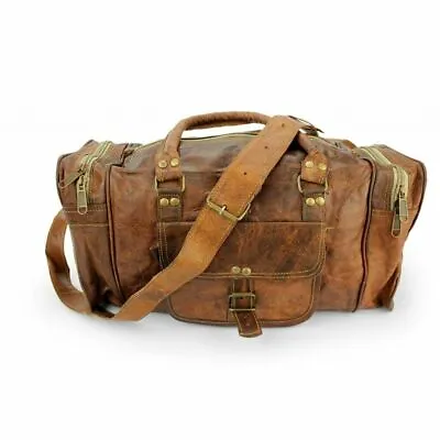 $50.35 • Buy Leather Genuine Bag Travel Men Duffle Gym Luggage Vintage Weekend Overnight New