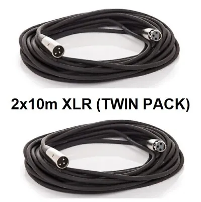 2 X 10m XLR To XLR Cable 2x10 Metre Twin Pack 20m Total Length Mic Speaker Patch • £16.99