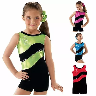 NEW Gabby Foil Velvet Rhinestones Dance Gymnastics Unitard Biketard Leotard • $36.99