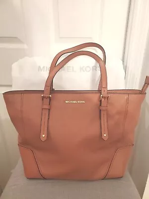 NEW Michael Kors  Carryall Leather Tote Zip Top Handbag Fall Color  Jet Set • $69