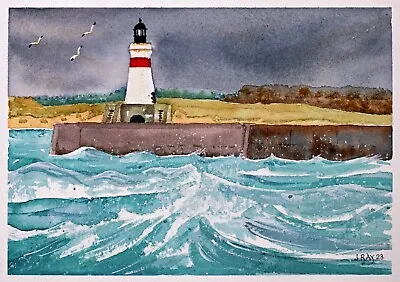 An Original Watercolour Painting Of Fraserburgh Lighthouse  Aberdeenshire. • £10