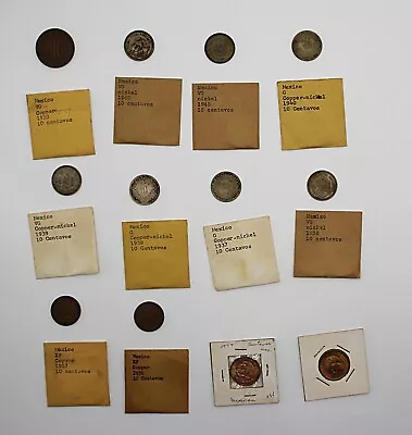 Lot Of  12 Mexico Coins 10 Centavos 1920-1968 • $0.99