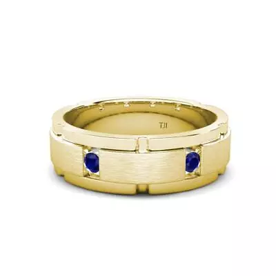 Round Blue Sapphire 0.26 Ctw Men Wedding Band 14K Gold  JP : 324428 • $1321.45