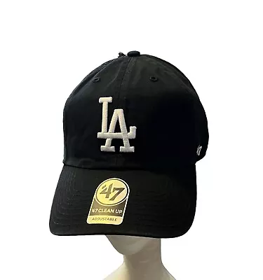 LOS ANGELES DODGERS `47 Brand Clean Up Adjustable Hat / Cap Black & White New • $20.95