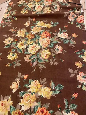 RARE Vintage Fabric UNUSED Gorgeous Roses Flowers  Bernard Wardle Nearly 3 Yds • £95