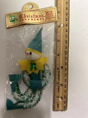 Vintage 1950’s Tinsel Felt 6” Tall Xmas Dwarf Elf Pixie Ornament Japan NOS! • $15