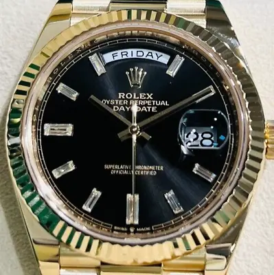 Rolex 228238 Day Date 40 Mm 18k Yellow Gold President Black Diamond Presidential • $49500