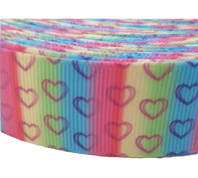 25mm Width Grosgrain Ribbon - Rainbow Styles - Birthday Cake - Hair Bows - Craft • £2.25