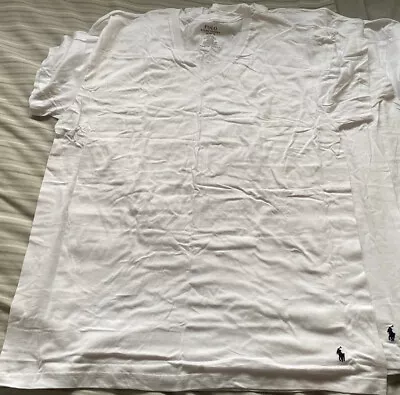 Ralph Lauren Polo Classic Men’s 2 Pack Cotton T-Shirt White V Neck XL BNWT • £40