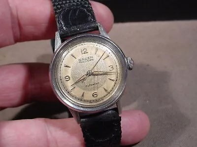 Vintage Mans 17j Gruen Bumper Automatic Wrist Watch  4 Repair Waffle Dial 462SS • $12.50