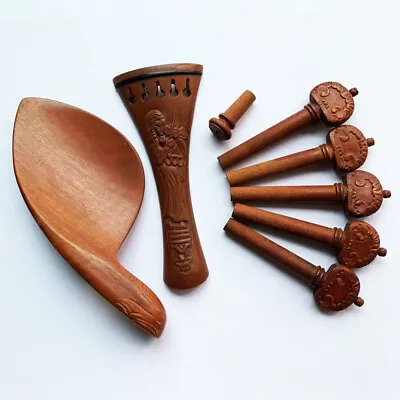 5 Strings 4/4 Violin Jujube Wood Fitting Tailpiece Chinrest Pegs Hand Carving  • $44.99