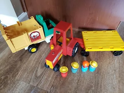 Vintage Fisher Price Farmers Tractor And Cattle Trucks • $27.90