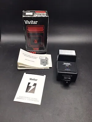 Vintage Vivitar V2000 Shoe Mount Auto Electronic Flash Original Box & Manual • $18