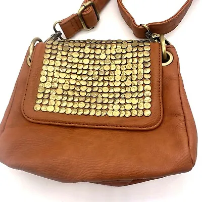 Ecoté Urban Outfitters Brown Crossbody Bag/purse Hammered Gold Accents • $15.95