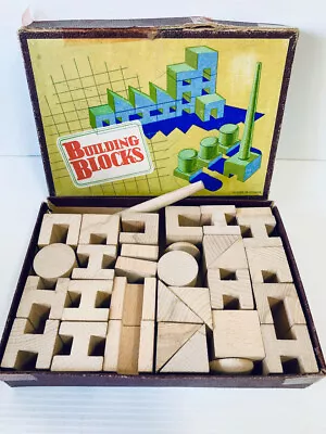 Vintage 1950s VARIMEX Wooden Toy Construction Block Set In Box Made In Poland • $36