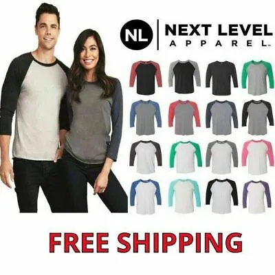 Next Level UNISEX 3/4 Sleeve Raglan Tri-Blend Baseball T-Shirt Tee XS-3XL 6051 • $11.99