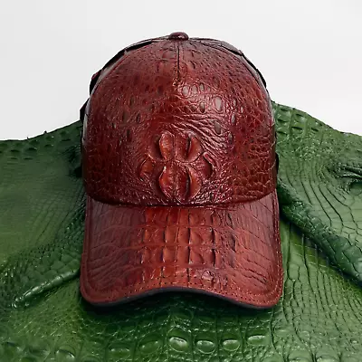 Mens Crocodile Leather Baseball Caps Casual Hat Unique Strapback Alligator Cap • $345.51