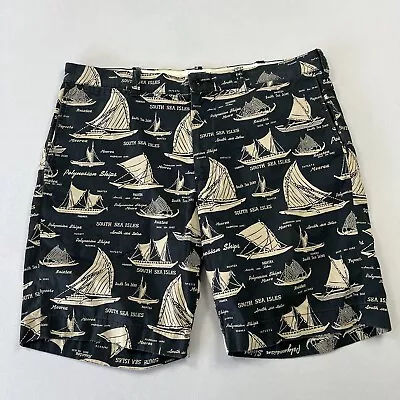 J. CREW Mens Chino Shorts Polynesian Ships Stanton Short Cotton Blue Beige Sz 36 • $25