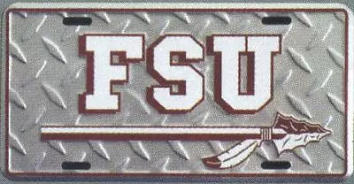 New FSU Florida State Seminoles Licensed College Metal License Plate Tag Diamond • $7.99