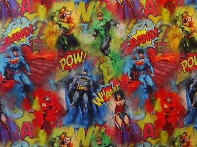 Superhero Batman Superman Wonder Woman Cotton Fabric 59 Inch Width By The 1/2 Yd • $7.58