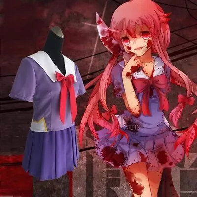 Anime Future Diary Mirai Nikki Gasai Yuno Cosplay Costume Halloween Outfit Women • $36.47