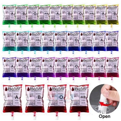 $32.99 • Buy 30/45Pcs Halloween Blood IV Bags Reusable Drink Pouches Juice Containers Party