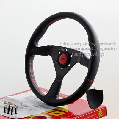 MOMO MonteCarlo 350mm 14' Genuine Leather Thickened Spoke Steering Wheel-Red • $79