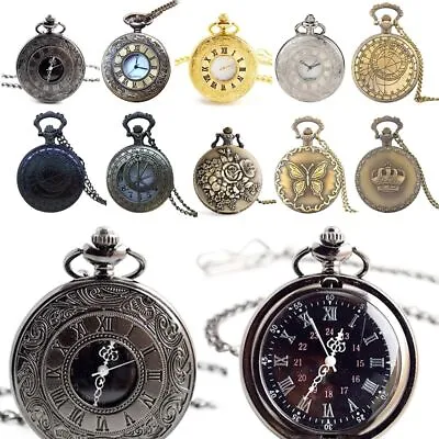 Men Vintage Quartz Steampunk Fob Watches Pocket Pocket Watch • $13.66