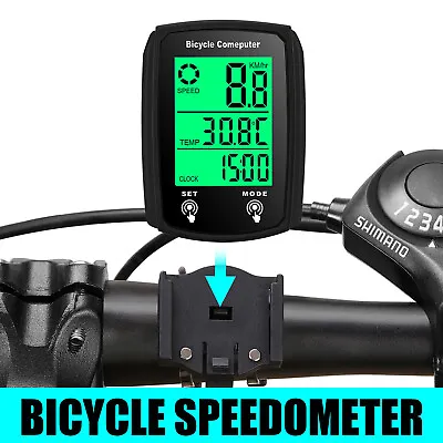 Wired LCD Digital Cycle Bike Computer Waterproof Bicycle Speedometer Odometer • $7.65