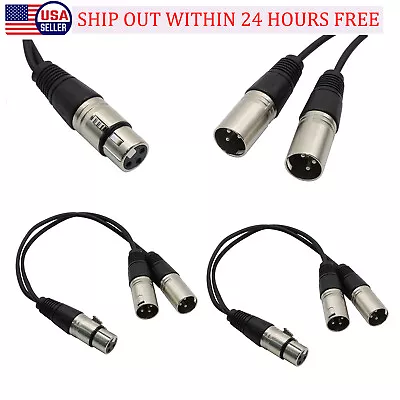 2PC 3Pin XLR Female Jack To Dual 2 Male Plug Y Splitter Cable Adapter Microphone • $14.98