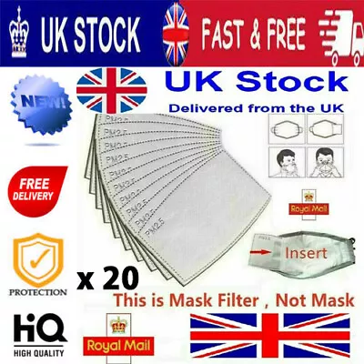 PM2.5 Activated Carbon Filter Insert Replacement For Cotton Face Mask X 20 • £5.44