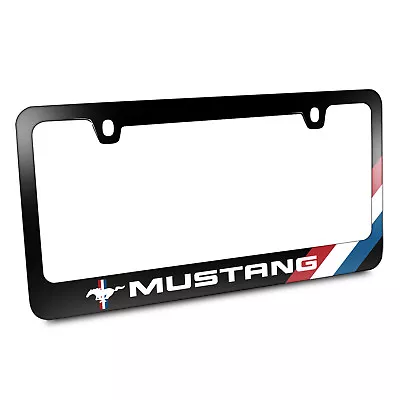 Ford Mustang Tri-Bar Stripe Black Metal License Plate Frame • $39.99