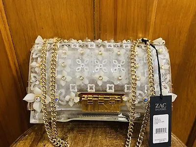 Zac Posen Appliqué Earthette Chain Shoulder Bag Clear NWT $450.00 • $169.99