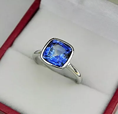 2Ct Cushion Cut Lab-Created Blue Tanzanite Engagement Ring14K White Gold Plated • $83.99