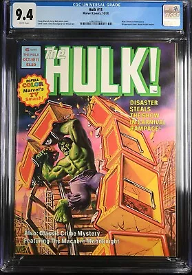 Hulk #11 - Cgc 9.4 - Wp - Nm+ Moon Knight Stories Begin - Magazine • $95