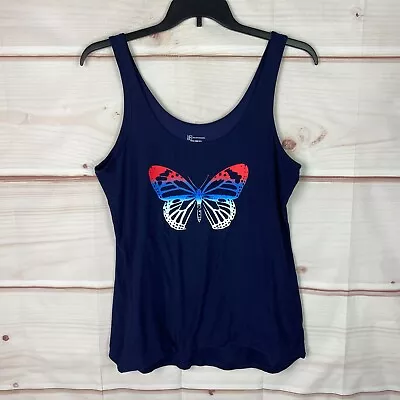 No Boundaries Top Juniors 3XL Blue Tank Butterfly Graphic Scoop Neck Sleeveless • $9.09