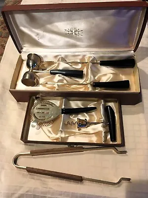 Vintage 1950's 5 Piece + 1. Gold Tone / Bakelite Bartender Tool Set In Orig Box • $175