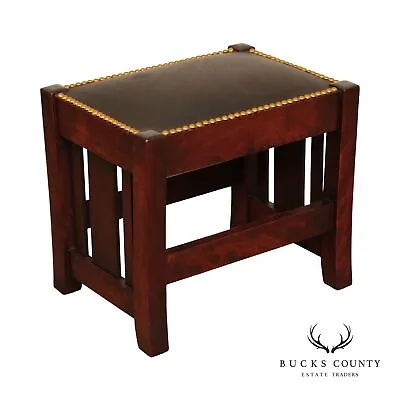 Stickley Bros. Antique Mission Style Mahogany And Leather Foot Stool Or Ottoman • $635