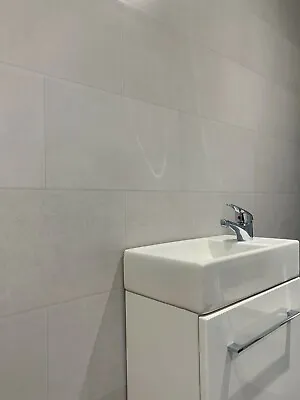Klassic Light Grey Tile Effect Bathroom Wall Panels Cladding Shower PVC Pk Of 4 • £45.99