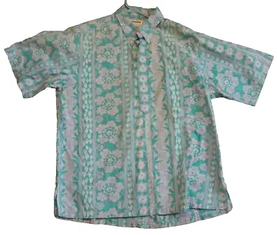 Kahala Hawaiian Shirt Mens Large Blue White Sealife Print Short Sleeve Button Up • $17.99