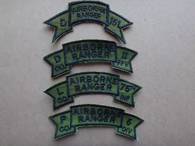 4 Vietnam War US Army AIRBORNE RANGER Subdued Scrolls Patches • $12