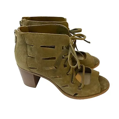 Vince Camuto Tressa Perforated Lace-Up PeepToe Booties Heels Women’s Size 9 • $29.95