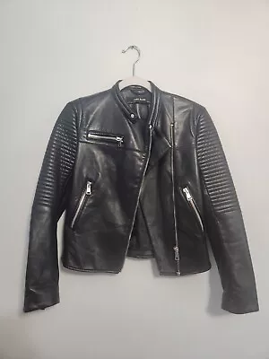 Zara Basic Jacket Moto Motorcycle Faux Leather Black Size XS • $25