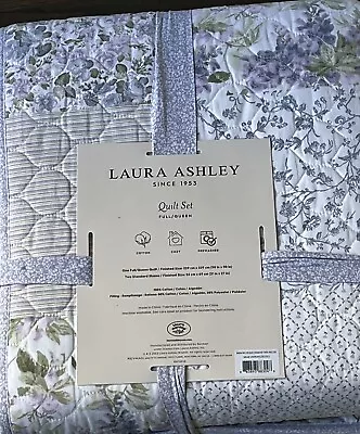 Laura Ashley Nadia Purple/Lavender Blue Patchwork Cotton Full/Queen Quilt Set • $109.99