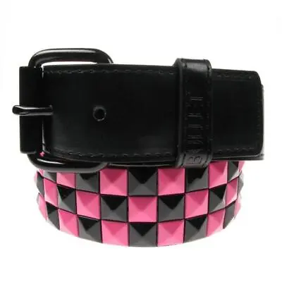 3 Row Pink/Black Checker Pyramid Punk Belt Gothic Style • £12.99