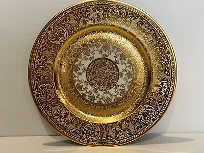 H&C Selb Bavaria Heinrich & Co Gold Encrusted Dinner Plates 11  Diameter • $119.99