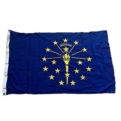 Vintage Cotton Indiana State Flag Sewn Cloth USA Large American Old Art Decor • $130